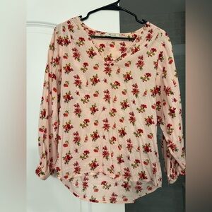 Madewell Raglan Peasant Top in a pink floral print